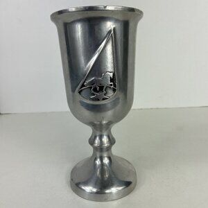 Vtg Pewtarex Pewter 7.25” Goblet Chalice Wine Water Horse Renaissance Pagan F